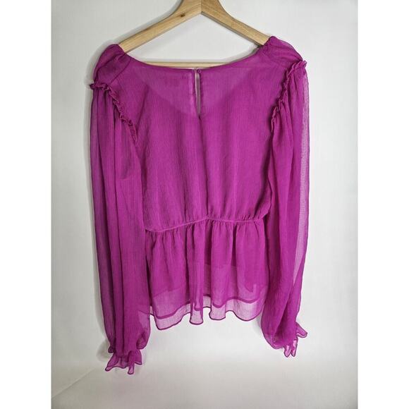 Blu Pepper Rouched Romantic Top Blouse Fuchsia XL - Picture 3 of 6